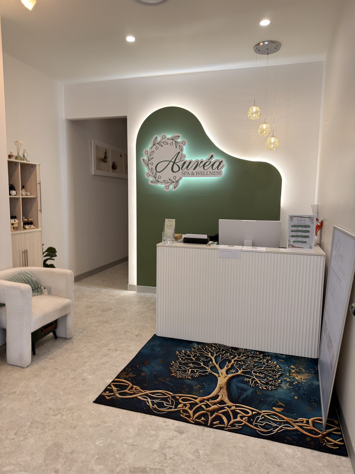 The completed reception at Aurea Day Spa, Harbour Town