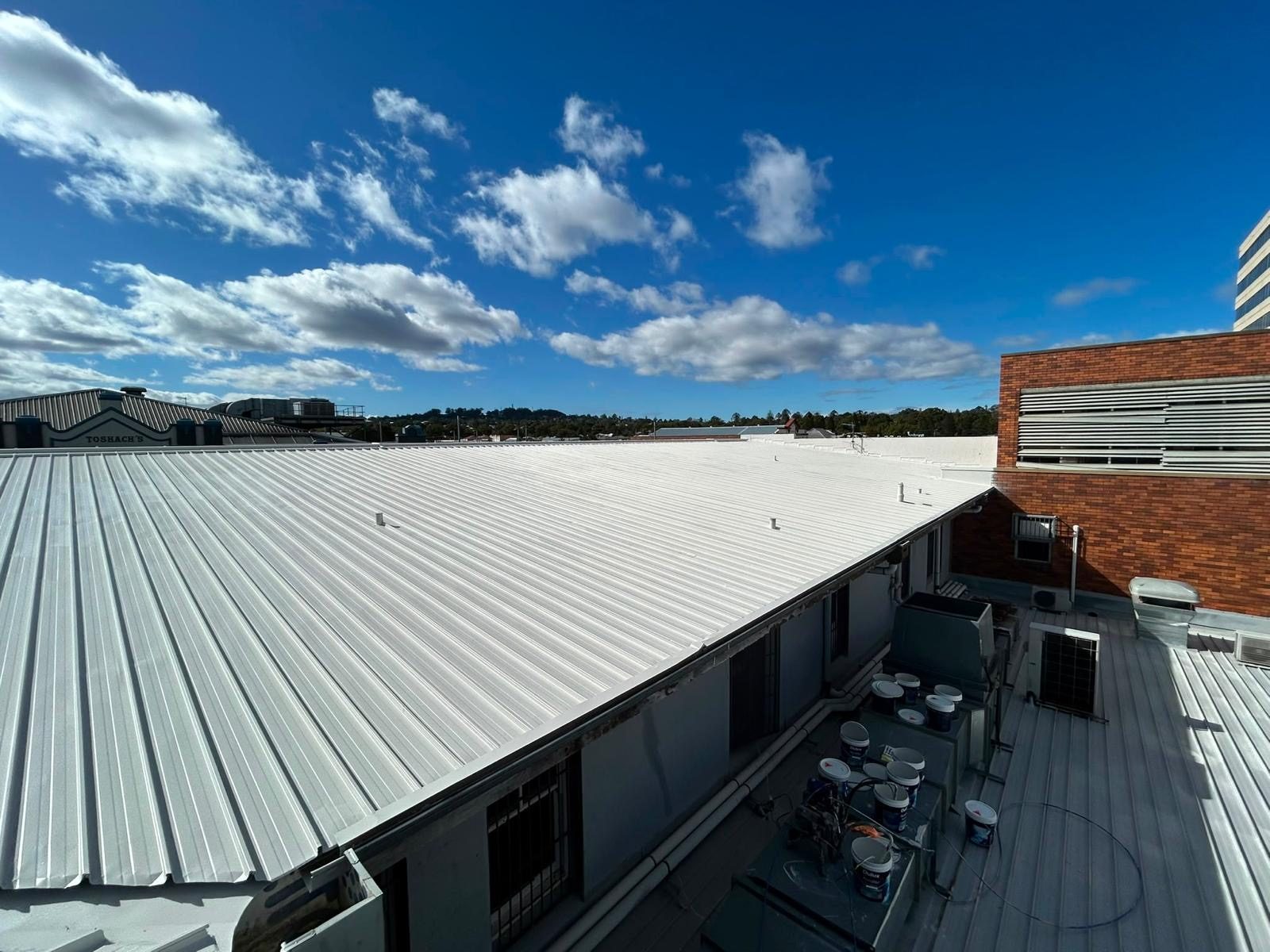 Wide view of the completed roof and plant areas